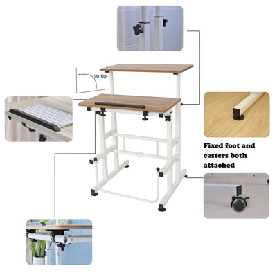 SDADI Adjustable Height Mobile Standing Office Computer Desk, Dark (Used)