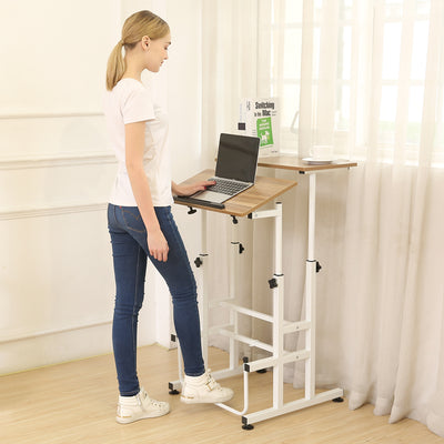 SDADI Adjustable Height Mobile Standing Office Computer Desk, Dark (Used) - VMInnovations