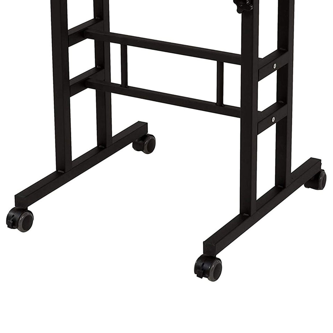 Adjustable Height Mobile Standing Office Computer Desk, Black (Open Box)