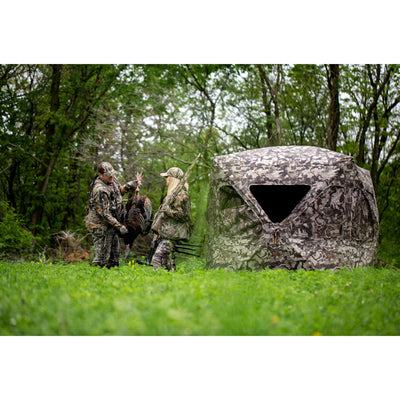 Muddy Infinity 3 Man Ground Blind with Shadow Mesh and 360 View, Camo (Open Box) - VMInnovations