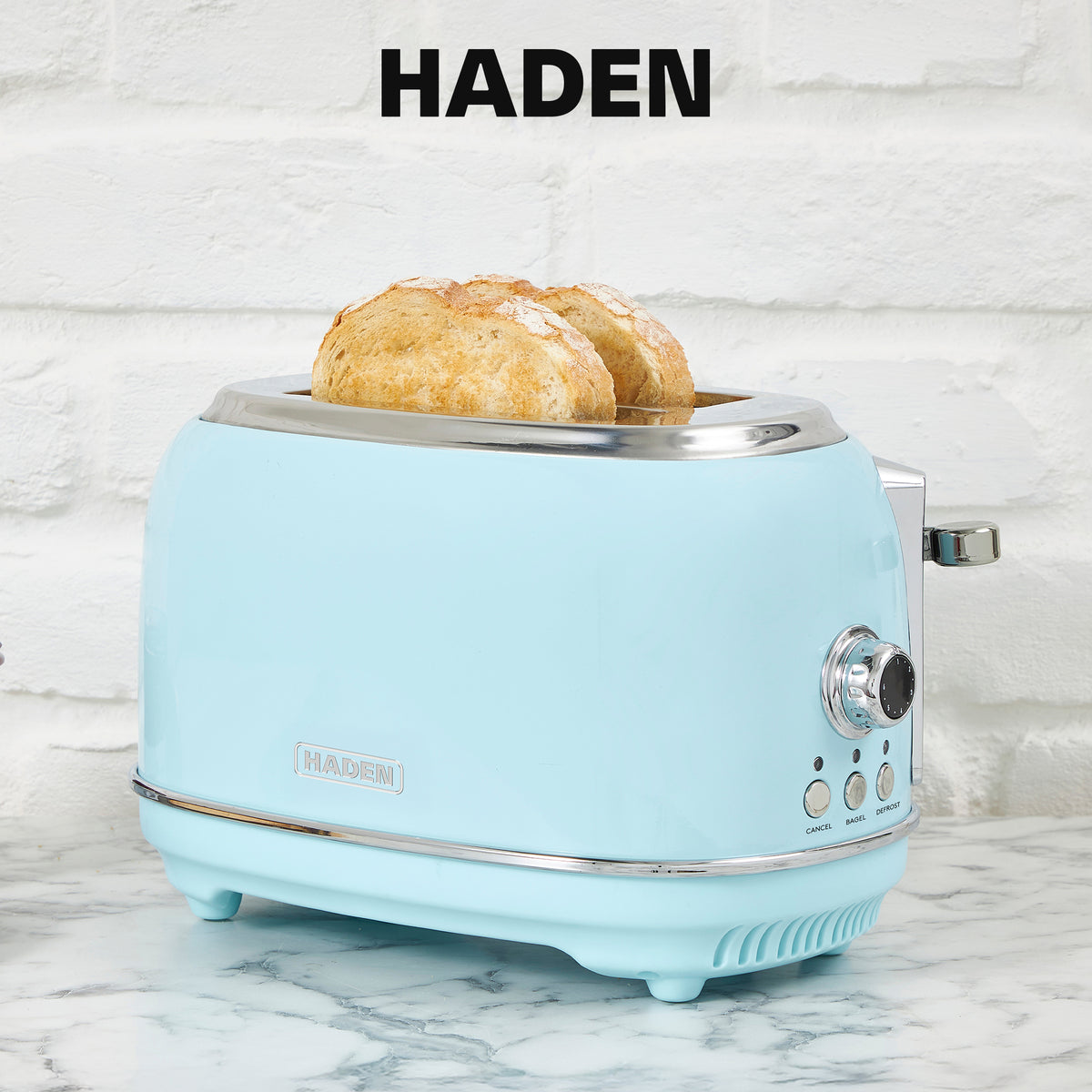 Haden 2 Slice Wide Slot Stainless Steel Bread Toaster, Turquoise (Open Box)