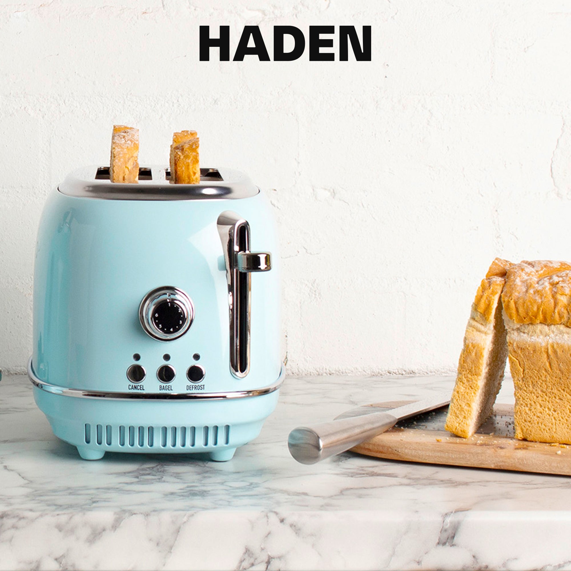 Haden 2 Slice Wide Slot Stainless Steel Bread Toaster, Turquoise (Open Box)