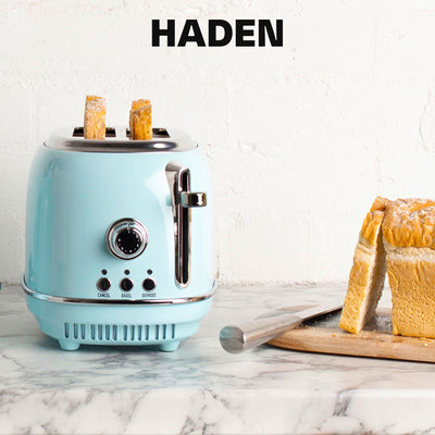 Haden 2 Slice Wide Slot Stainless Steel Bread Toaster, Turquoise (Open Box)