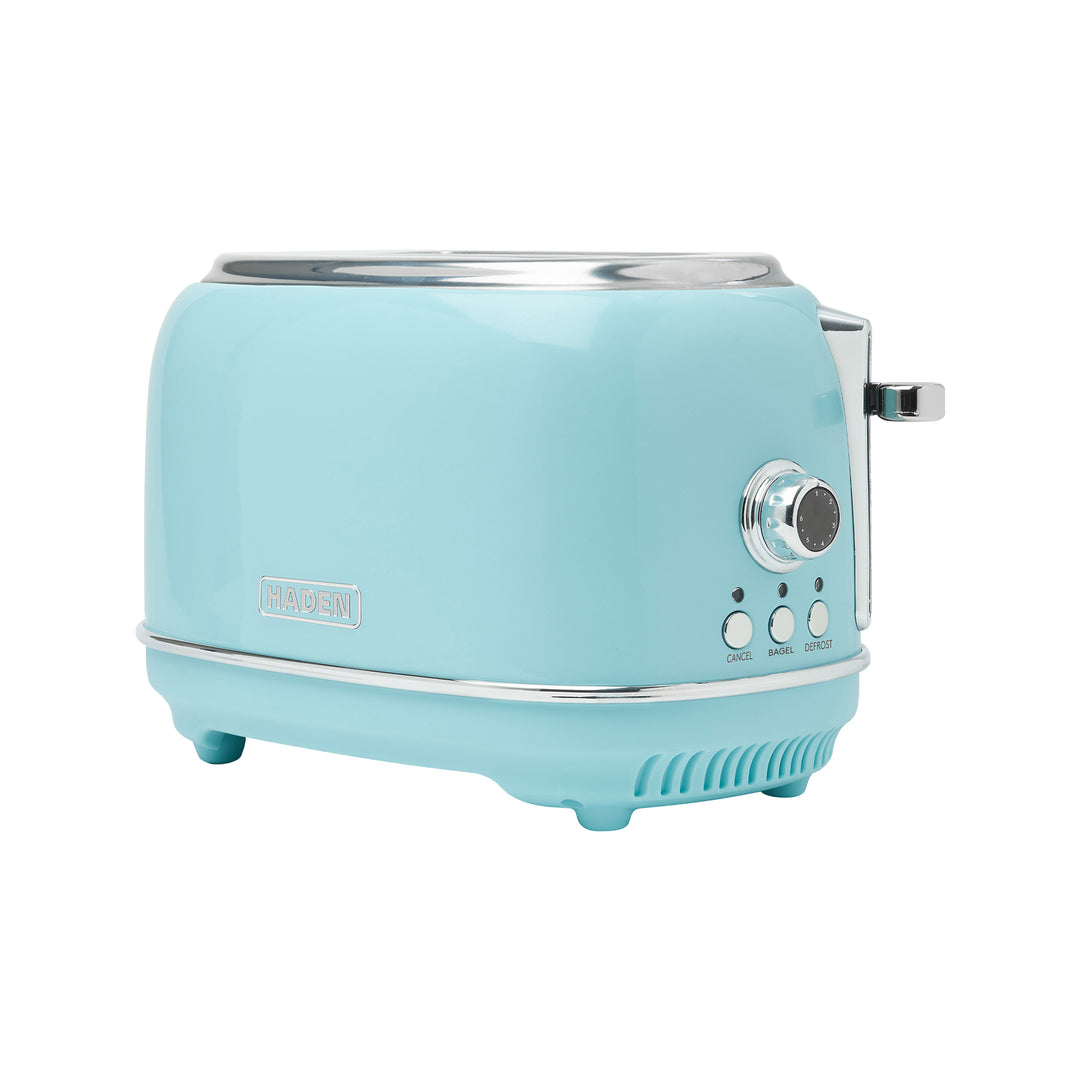 Haden Heritage 2 Slice Wide Slot Stainless Steel Toaster, Turquoise & Chrome