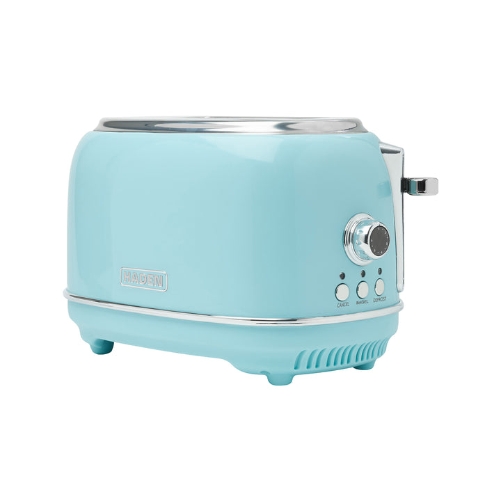 Haden Heritage 2 Slice Wide Slot Stainless Steel Toaster, Turquoise & Chrome