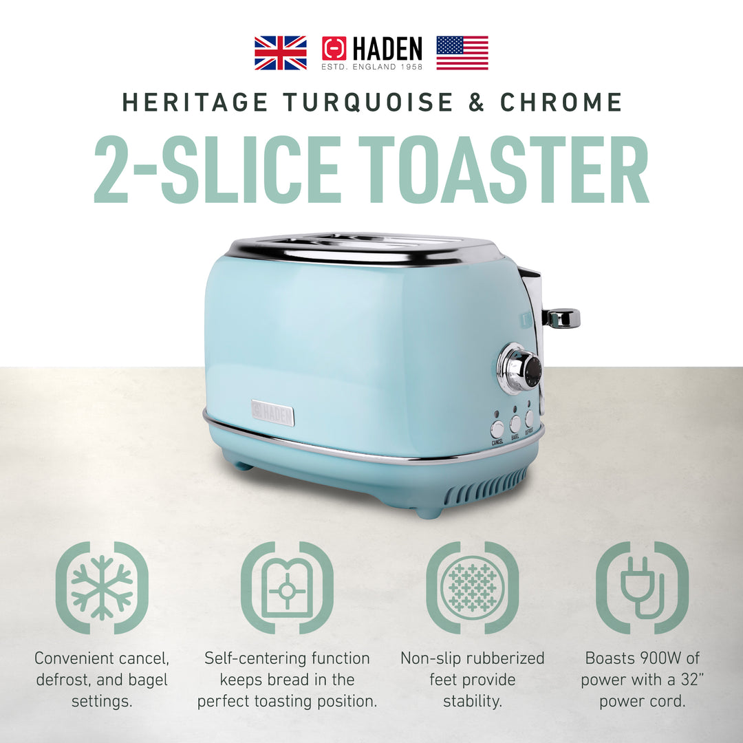 Haden 75027 Heritage 2 Slice Wide Slot Stainless Steel Bread Toaster (Used)