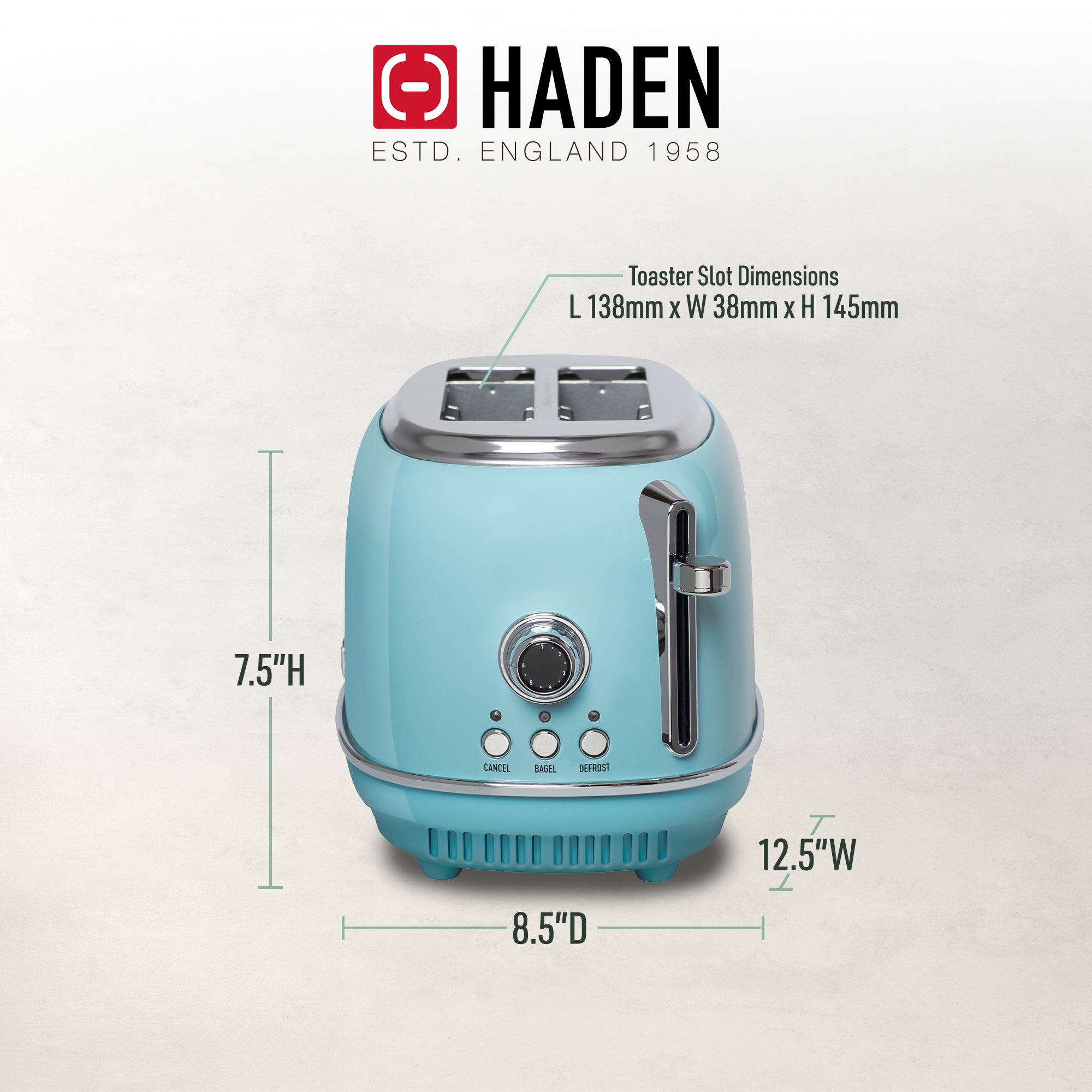 Haden 75027 Heritage 2 Slice Wide Slot Stainless Steel Bread Toaster (Used)