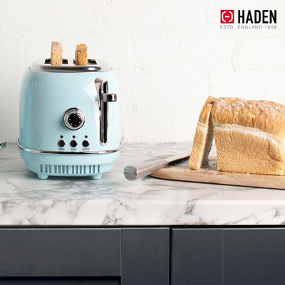 Haden Heritage 2 Slice Wide Slot Stainless Steel Toaster, Turquoise/Chrome(Used) - VMInnovations