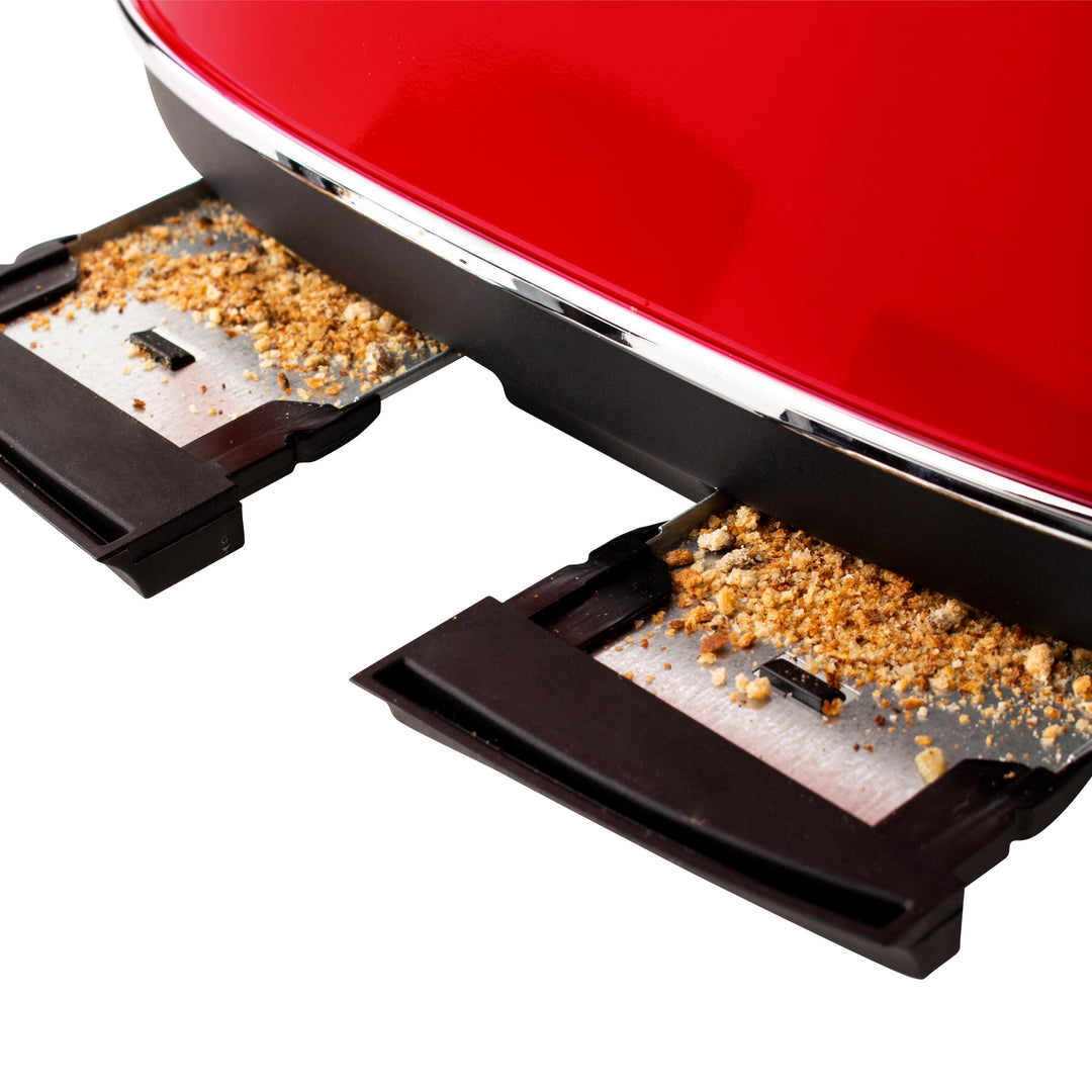Haden Dorset 4 Slice Wide Slot Stainless Steel Toaster w/Crumb Tray,Red(Damaged) - VMInnovations