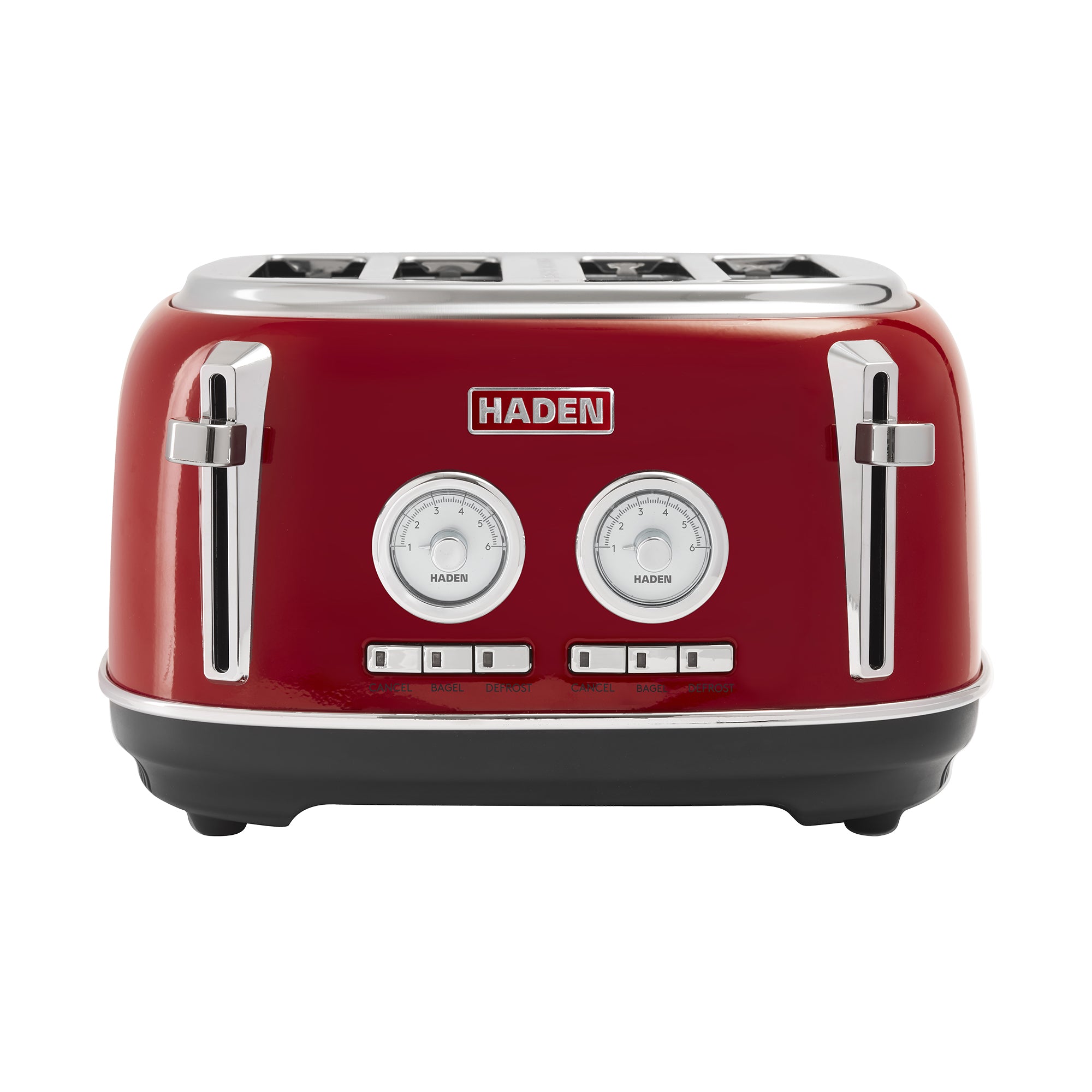 Haden Dorset 4 Slice Wide Slot Stainless Steel Toaster w/Crumb Tray,Red(Damaged)
