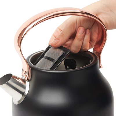 Haden Heritage 1.7L Stainless Steel Electric Water Tea Kettle, Black (Open Box)