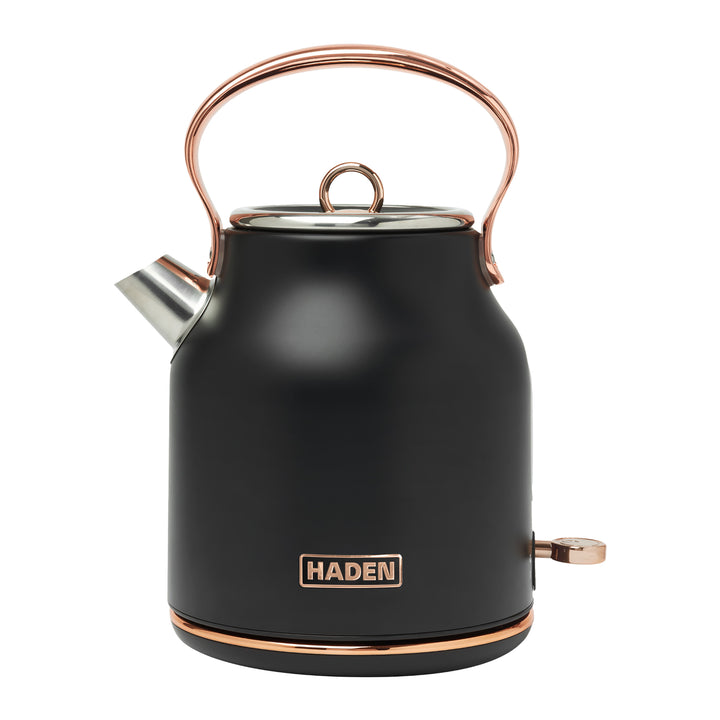 Haden Heritage 1.7L Stainless Steel Electric Water Tea Kettle, Black & Copper