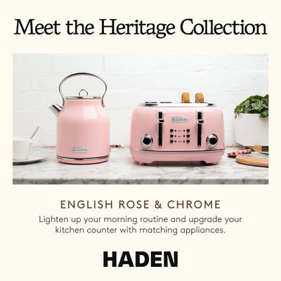 Haden Heritage 4 Slice Wide Slot Stainless Steel Toaster, English Rose - VMInnovations