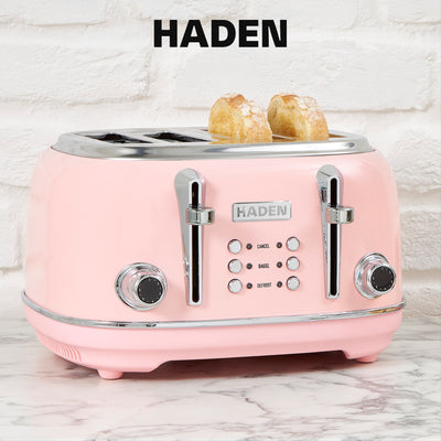 Haden Heritage 4 Slice Wide Slot Stainless Steel Toaster, English Rose - VMInnovations