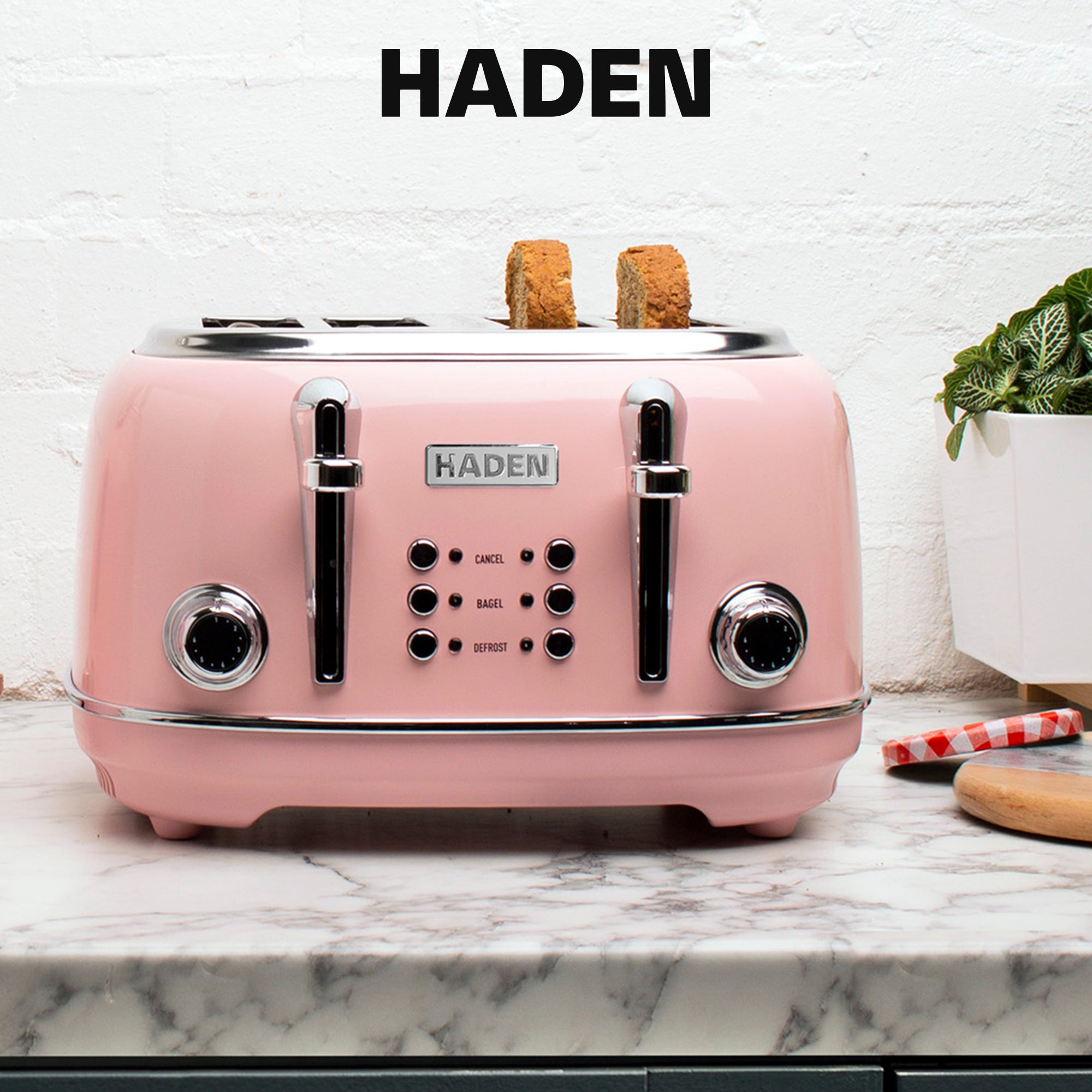 Haden Heritage 4 Slice Wide Slot Stainless Steel Toaster, English Rose - VMInnovations