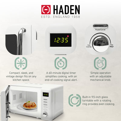 Haden Heritage Vintage 0.7 Cubic Ft 700 Watt Microwave Oven, Ivory (For Parts) - VMInnovations