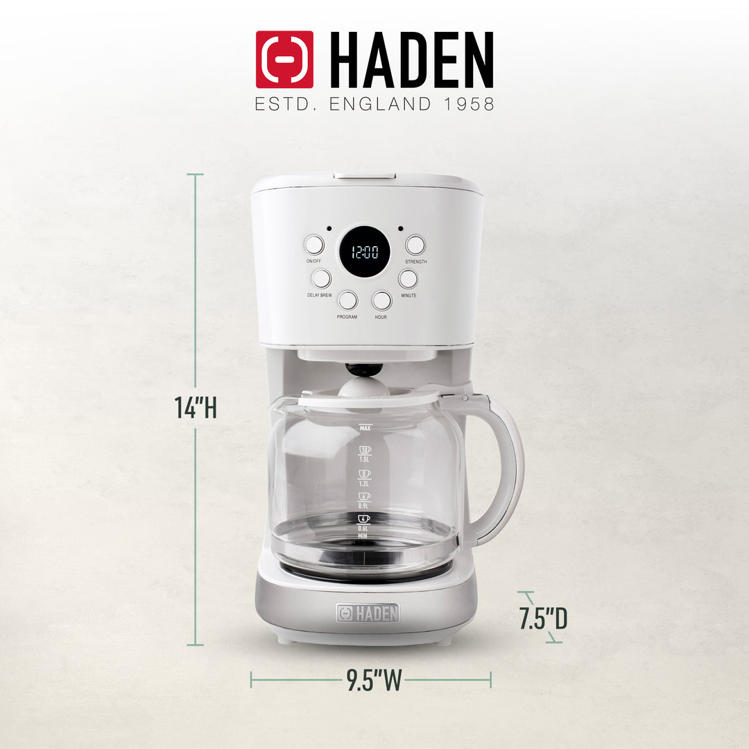 Haden 12 Cup Programmable Coffee Maker & Brew Strength Control , Ivory(Open Box)