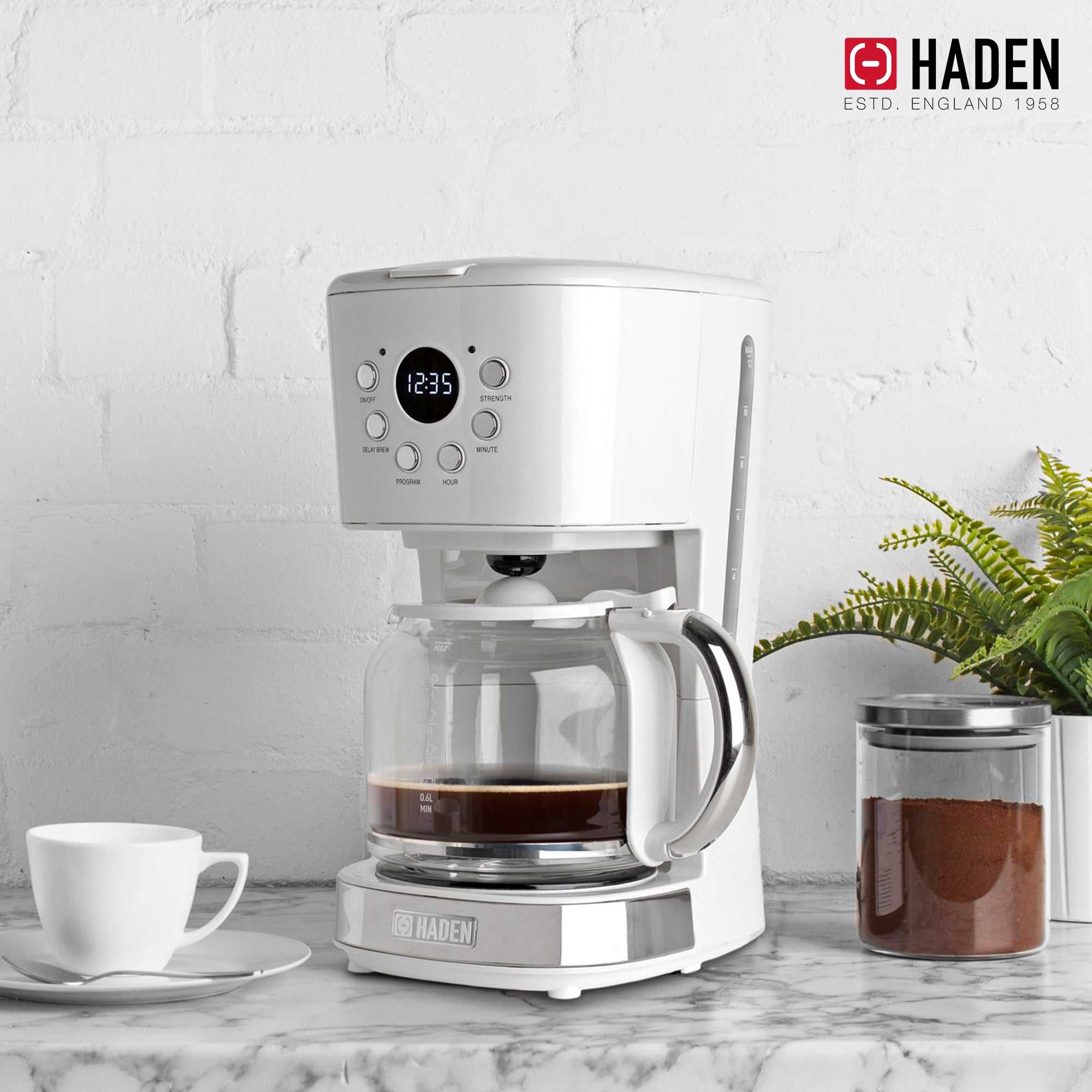 Haden 75061 12 Cup Coffee Maker with Brew Strength Control , Ivory (Used)