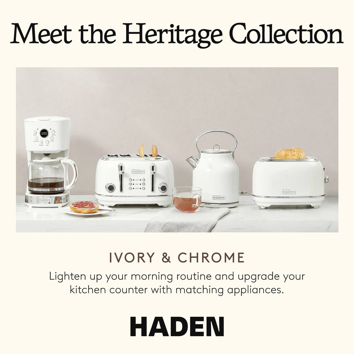 Haden 12 Cup Programmable Coffee Maker w/ Brew Strength Control, Ivory(Open Box)