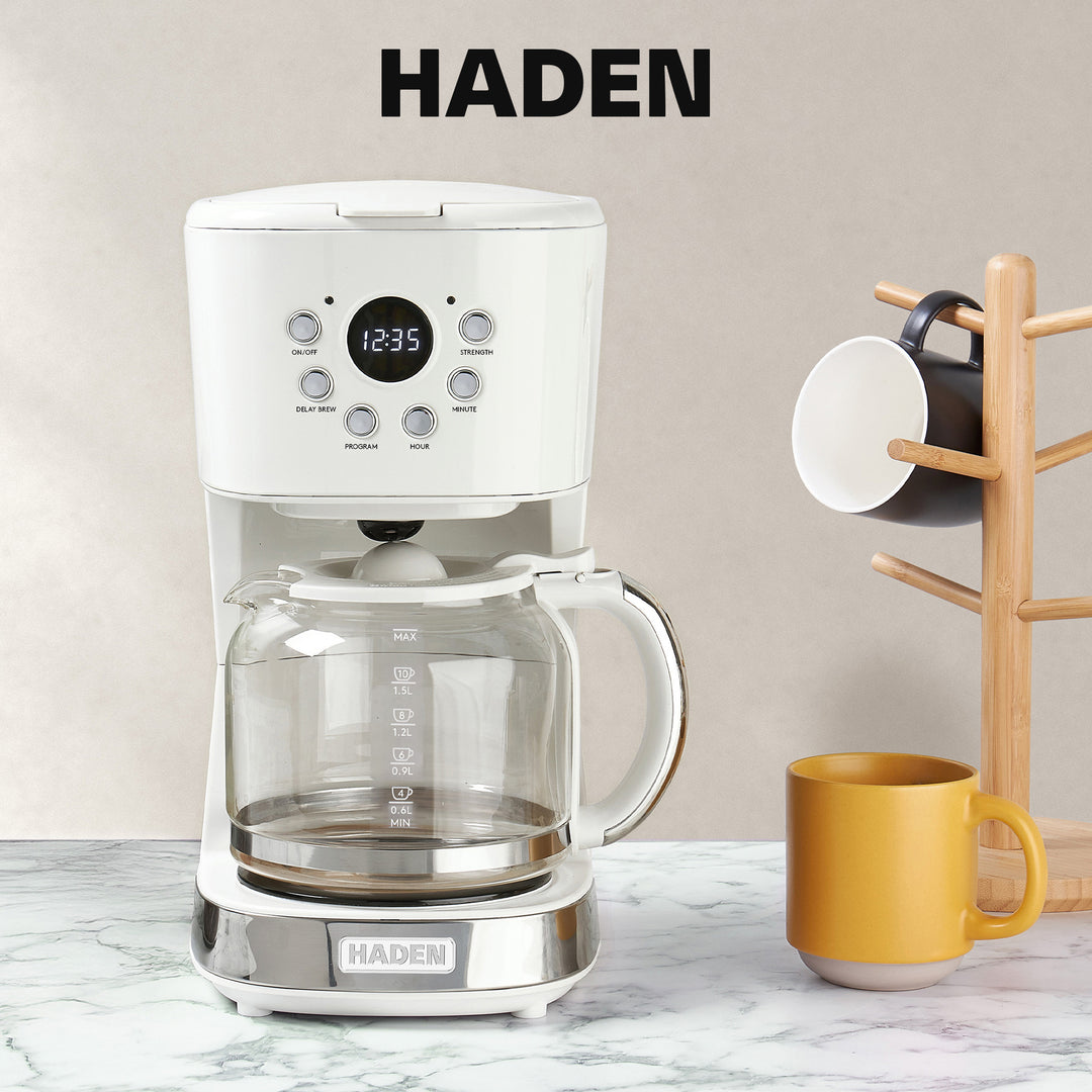 Haden 12 Cup Programmable Coffee Maker & Brew Strength Control , Ivory(Open Box)