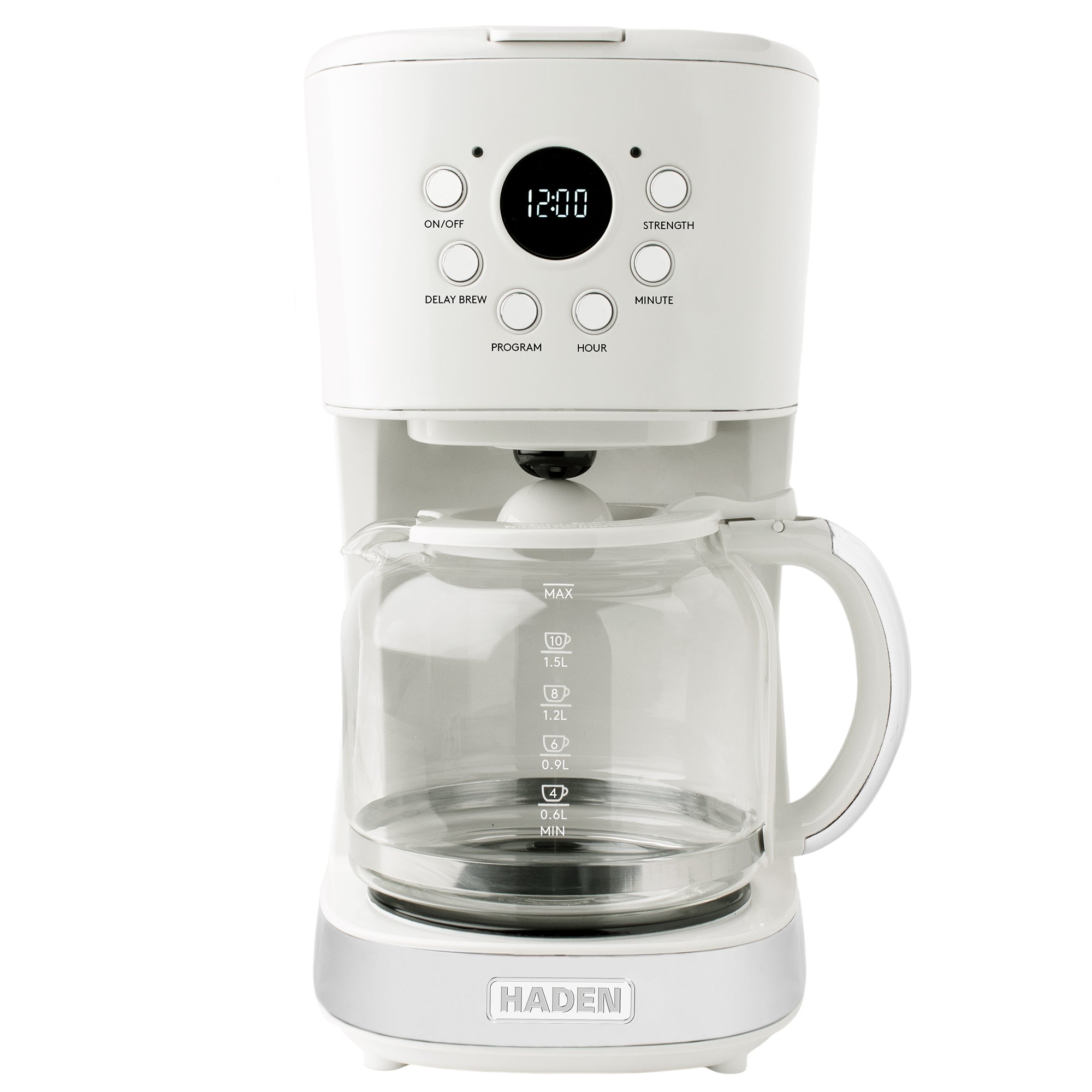 Haden 12 Cup Programmable Coffee Maker w/ Brew Strength Control, Ivory(Open Box) - VMInnovations