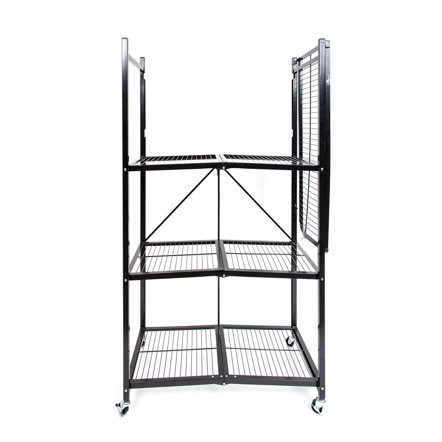 Origami Wheeled 4 Shelf Folding Metal Wire Shelving Storage Organizer, Black