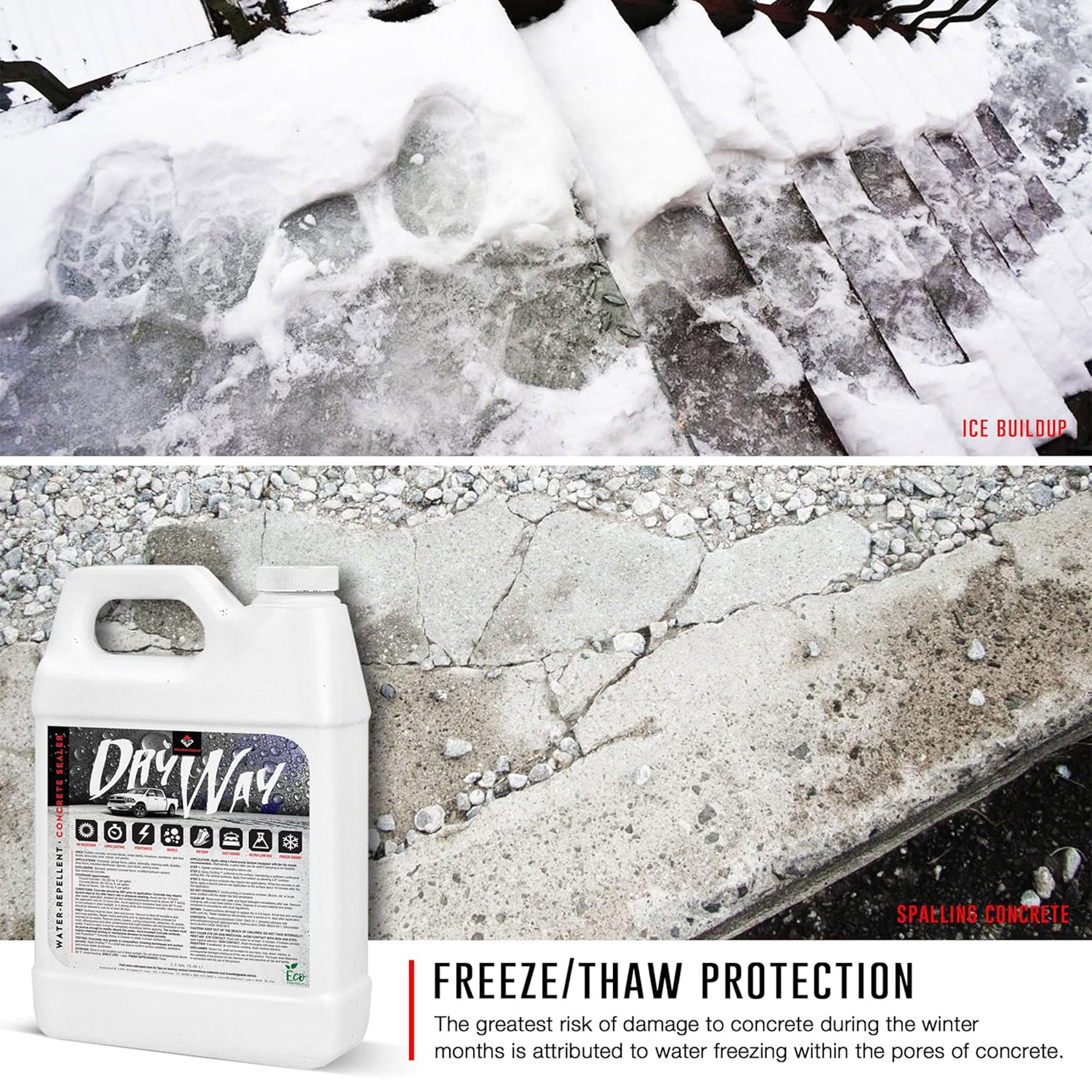 RadonSeal DryWay Outdoor Concrete Driveway Clear Penetrating Sealer, 5 Gallon - VMInnovations