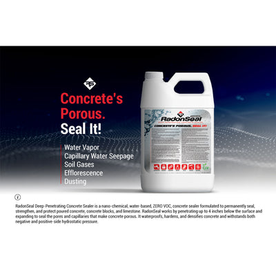 RadonSeal Outdoor/Indoor Concrete Clear Penetrating Protectant Sealer, 5 Gallon - VMInnovations