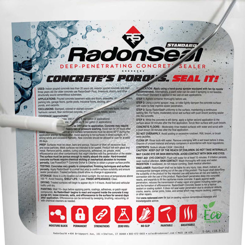 RadonSeal Outdoor Concrete Clear Penetrating Protectant Sealer, 5 Gal (Open Box)