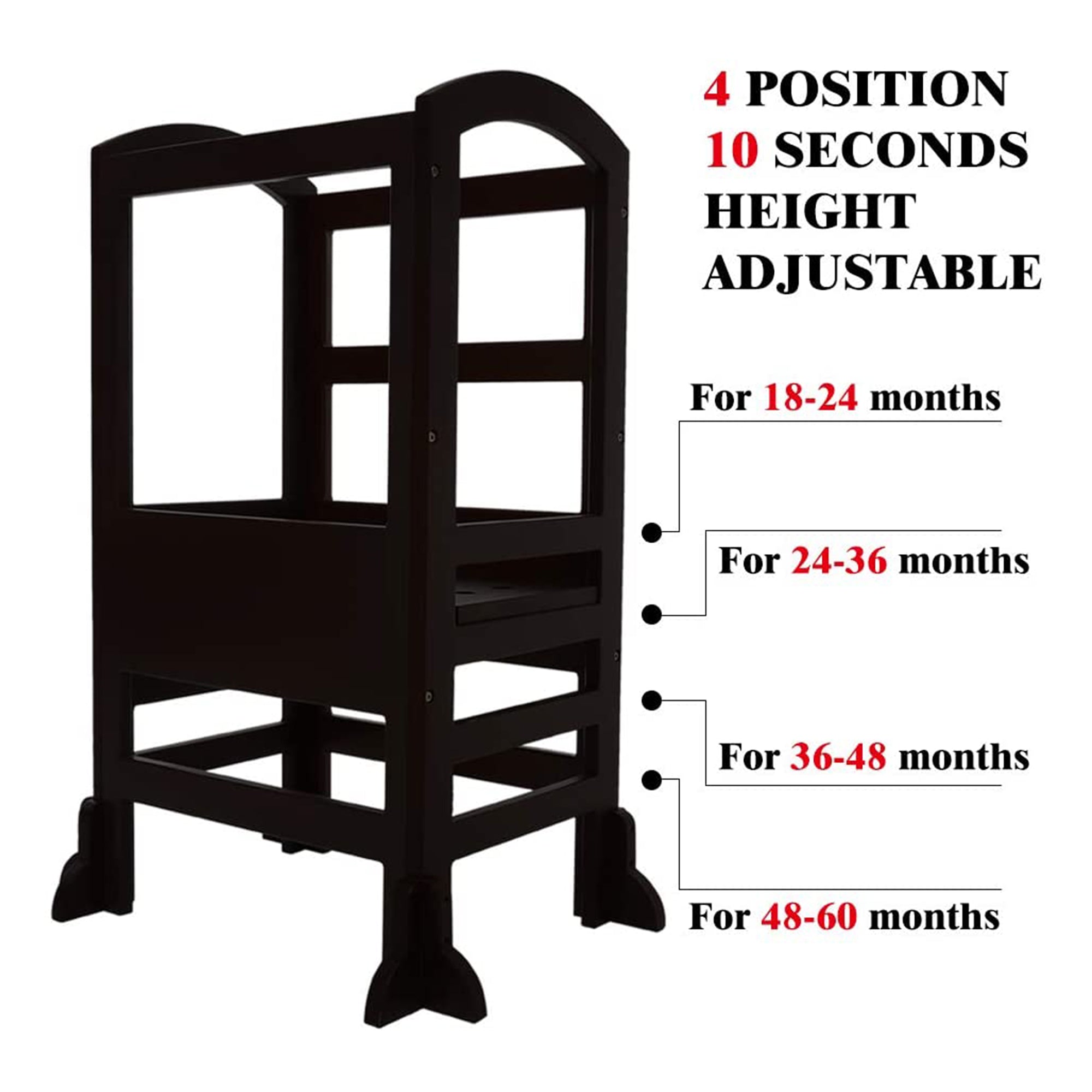 SDADI Kids Kitchen Adjustable Height Learning Step Stool Tower, Black (Used) - VMInnovations