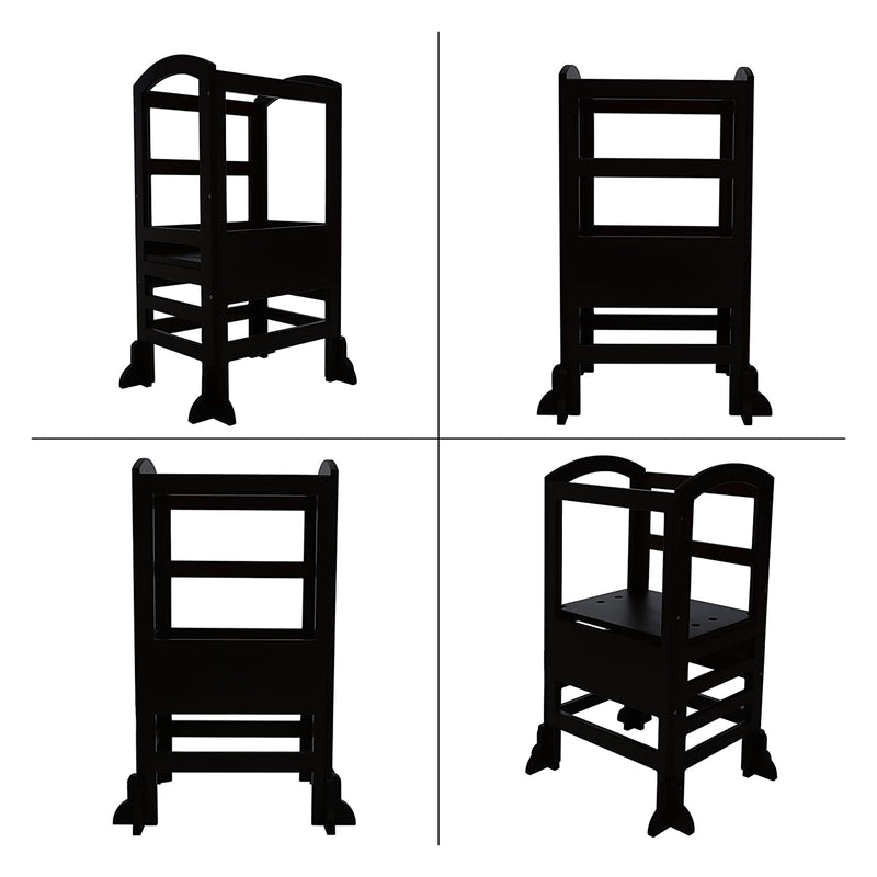 Kids Kitchen Adjustable Height Learning Step Stool Tower, Black (Used)