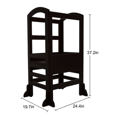 Kids Kitchen Adjustable Height Learning Step Stool Tower, Black (Used)