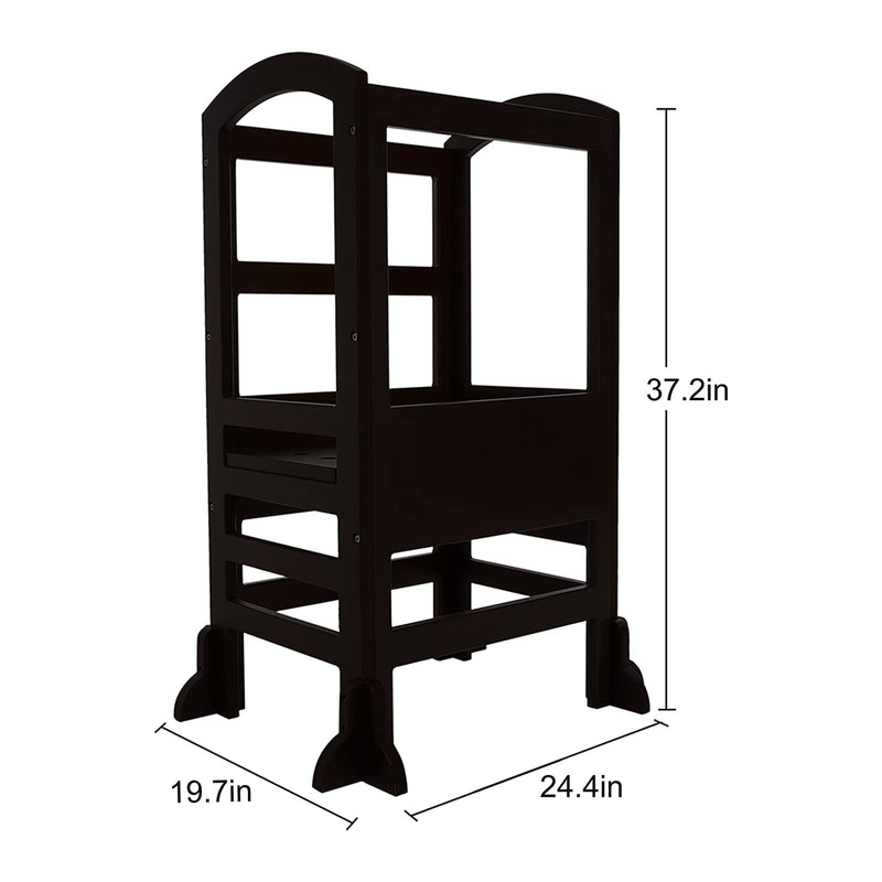 Kids Kitchen Adjustable Height Learning Step Stool Tower, Black (Used)