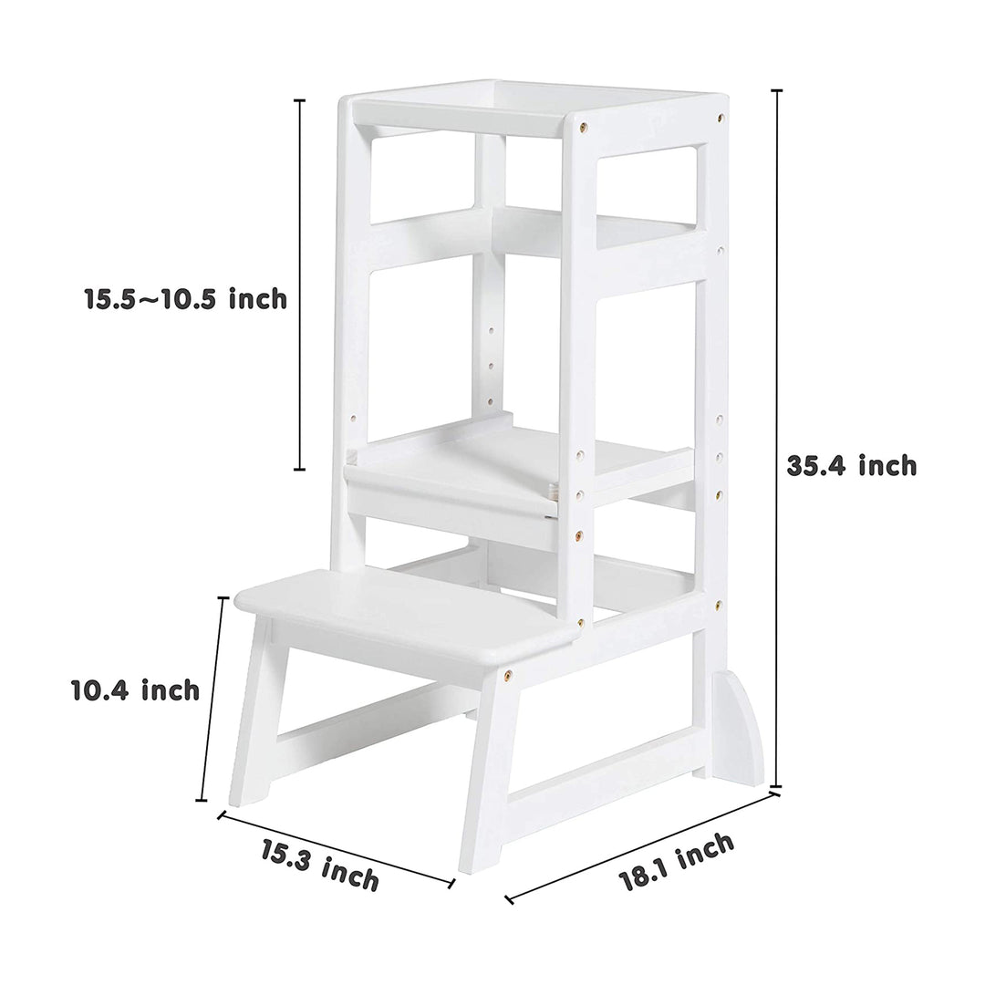 SDADI LT05W Mother's Helper Adjustable Height Kids Kitchen Step Stool, White