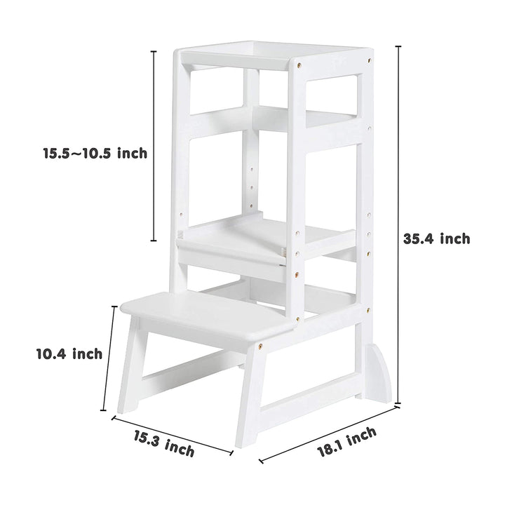 SDADI LT05W Mother's Helper Adjustable Height Kids Kitchen Step Stool, White