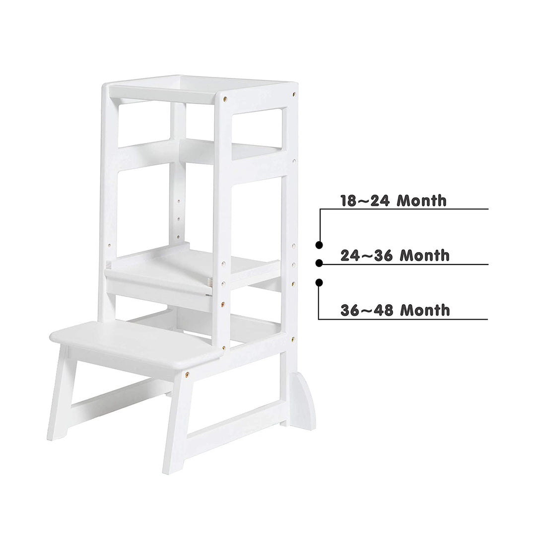 SDADI LT05W Mother's Helper Adjustable Height Kids Kitchen Step Stool, White