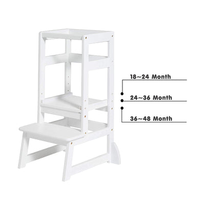 SDADI LT05W Mother's Helper Adjustable Height Kids Kitchen Step Stool, White