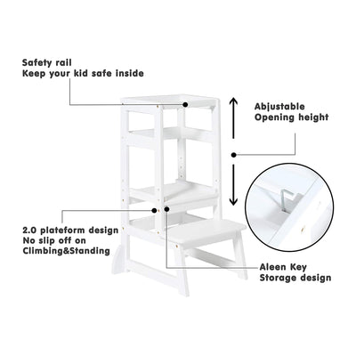 SDADI LT05W Mother's Helper Adjustable Height Kids Step Stool, White (Used) - VMInnovations