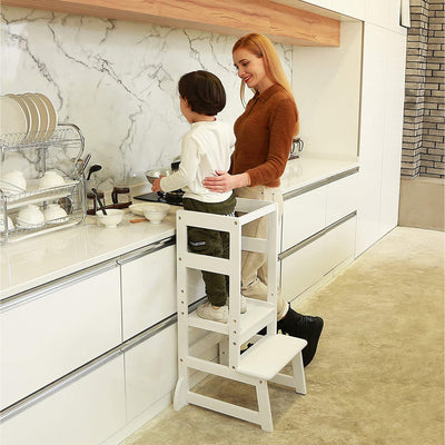 SDADI LT05W Mother's Helper Adjustable Height Kids Kitchen Step Stool, White