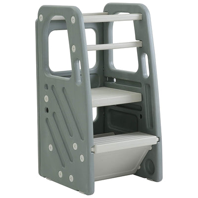 SDADI Kids Durable Plastic Step Stool with 3 Adjustable Heights, Dark Gray(Used)