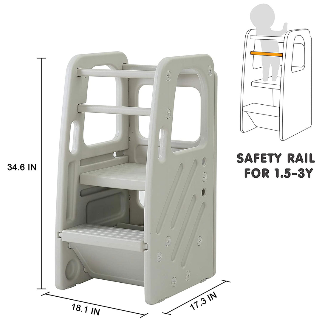 SDADI Kids Plastic Step Stool w/3 Adjustable Heights, Light Gray (For Parts) - VMInnovations
