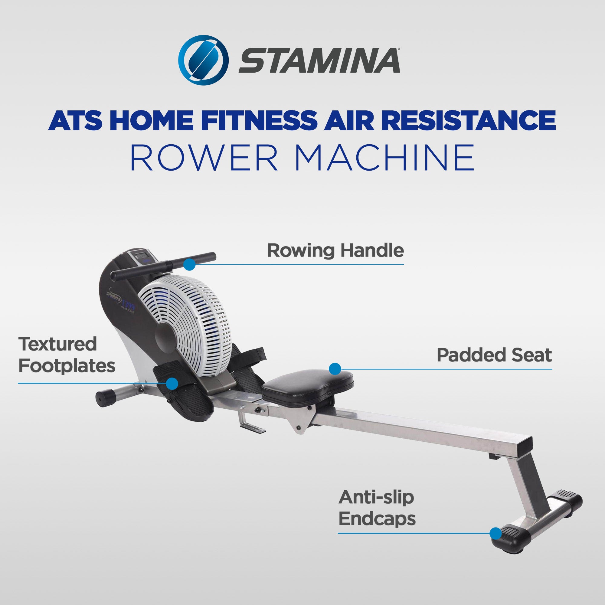 Stamina ATS Home Fitness Air Resistance Rower Cardio Rowing Exercise Machine