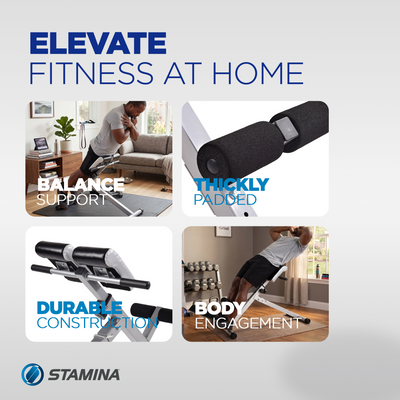 Stamina Products 2014 Adjustable Hyperextension Padded Fitness Exercise Bench - VMInnovations