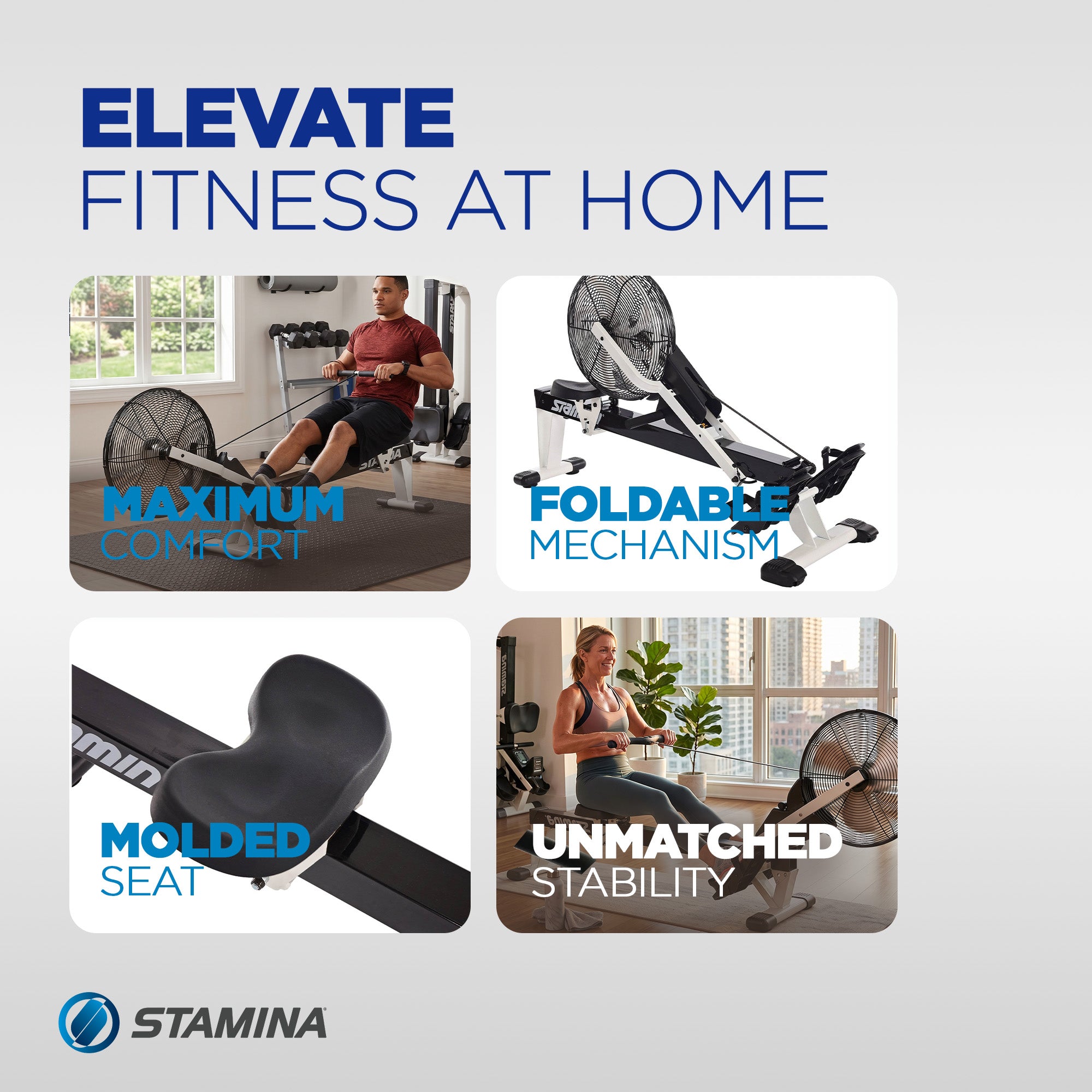 Stamina Products 35-1405 ATS Indoor Fitness Multifunction Air Rowing Machine - VMInnovations