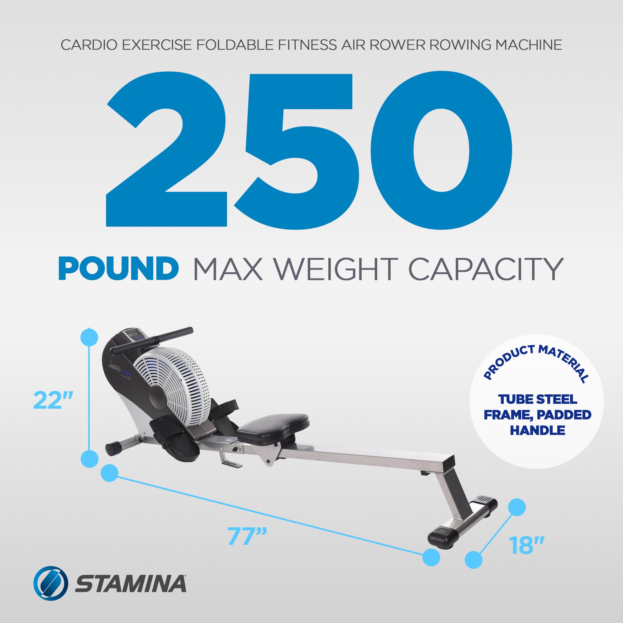 Stamina ATS Home Fitness Air Resistance Rower Cardio Rowing Exercise Machine