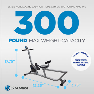 Stamina Products 35-1315 Active Aging EasyRow Home Gym Cardio Rowing Machine - VMInnovations