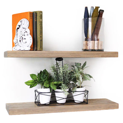 Willow & Grace Amanda 24 In Floating Wall Shelves, Rustic Grey, Set of 2 (Used)