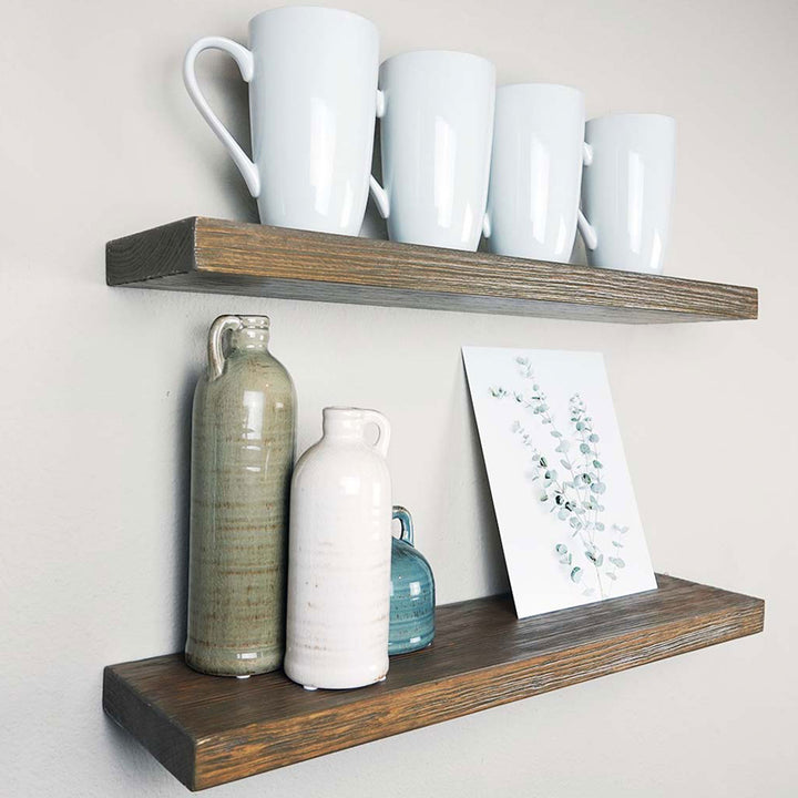 Willow & Grace Amanda 24 In Floating Wall Shelves, Rustic Grey, Set of 2 (Used) - VMInnovations