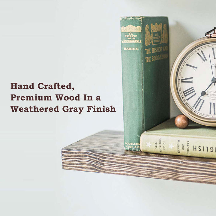 Willow & Grace Amanda 24 In Floating Wall Shelves, Rustic Grey, Set of 2 (Used) - VMInnovations