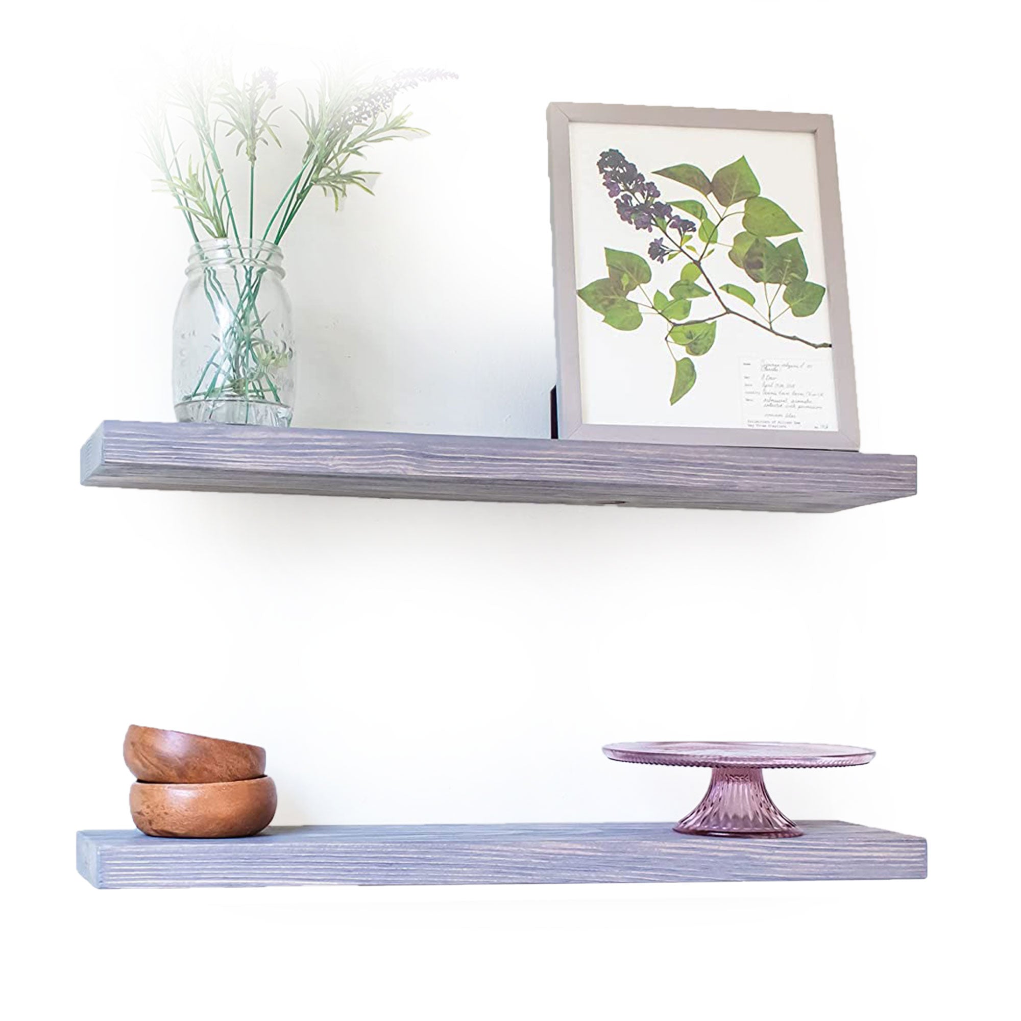 Willow & Grace Amanda 36" Floating Wall Mount Shelves, Rustic Grey (Open Box) - VMInnovations